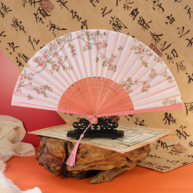 古风扇子折扇中国风夏季汉服旗袍折叠扇小竹扇子跳舞扇舞蹈扇绿色