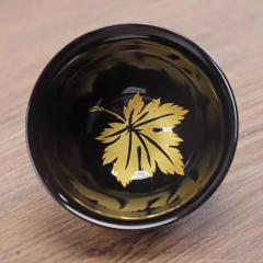 建盏乌金釉陶瓷主人杯金叶功夫茶杯四叶草银杏枫叶菩提叶
