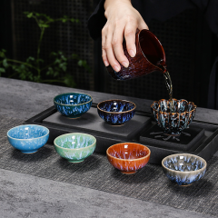 陶瓷窑变功夫小杯多彩拉丝茶碗品茗杯家用客杯夜市摆摊促销礼品