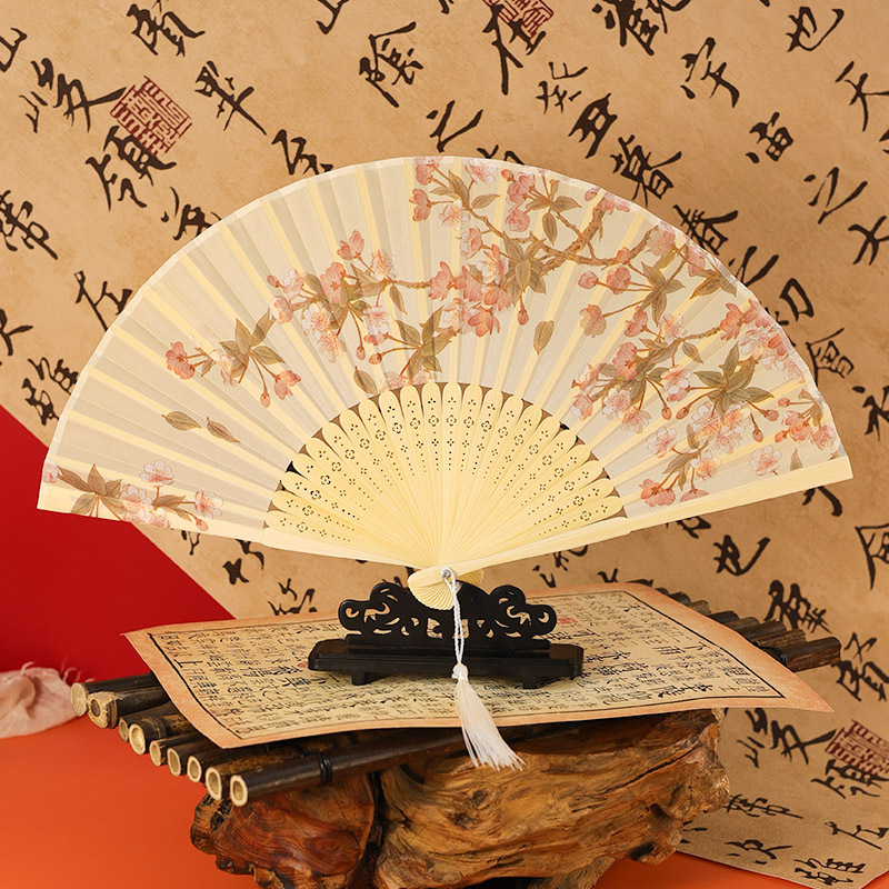 古风扇子折扇中国风夏季汉服旗袍折叠扇小竹扇子跳舞扇舞蹈扇绿色
