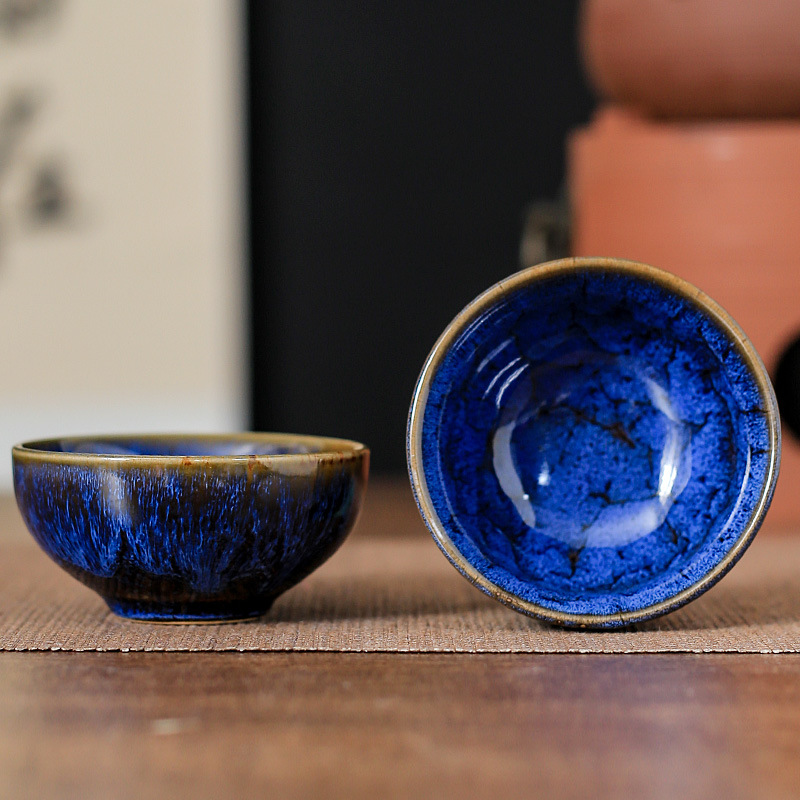 陶瓷窑变功夫小杯多彩拉丝茶碗品茗杯家用客杯夜市摆摊促销礼品