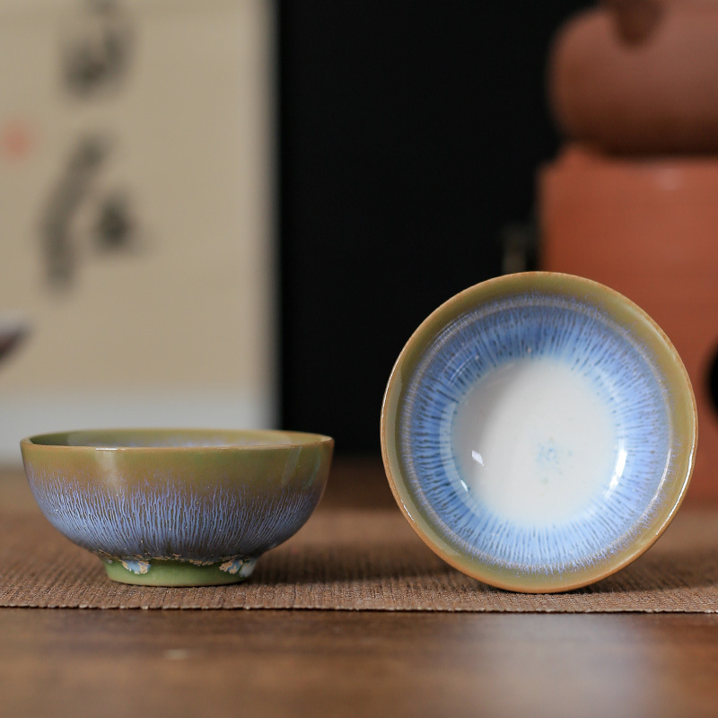 陶瓷窑变功夫小杯多彩拉丝茶碗品茗杯家用客杯夜市摆摊促销礼品