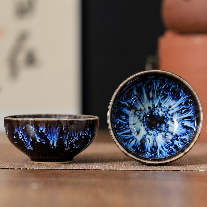 陶瓷窑变功夫小杯多彩拉丝茶碗品茗杯家用客杯夜市摆摊促销礼品