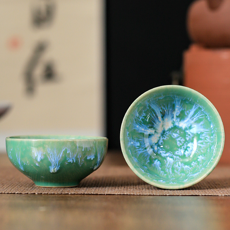 陶瓷窑变功夫小杯多彩拉丝茶碗品茗杯家用客杯夜市摆摊促销礼品