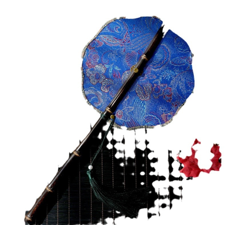 流光贝壳汉服梅花腰扇可卷折叠旋转古扇长流苏折扇便携挂腰扇子