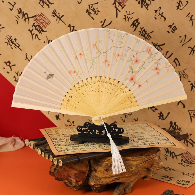 古风扇子折扇中国风夏季汉服旗袍折叠扇小竹扇子跳舞扇舞蹈扇绿色