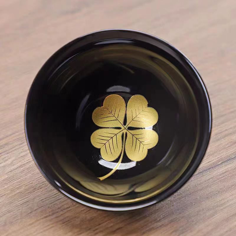 建盏乌金釉陶瓷主人杯金叶功夫茶杯四叶草银杏枫叶菩提叶