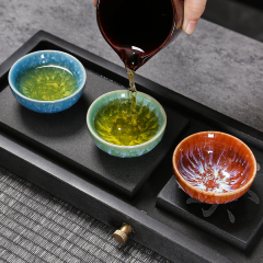 陶瓷窑变功夫小杯多彩拉丝茶碗品茗杯家用客杯夜市摆摊促销礼品