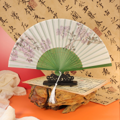 古风扇子折扇中国风夏季汉服旗袍折叠扇小竹扇子跳舞扇舞蹈扇绿色