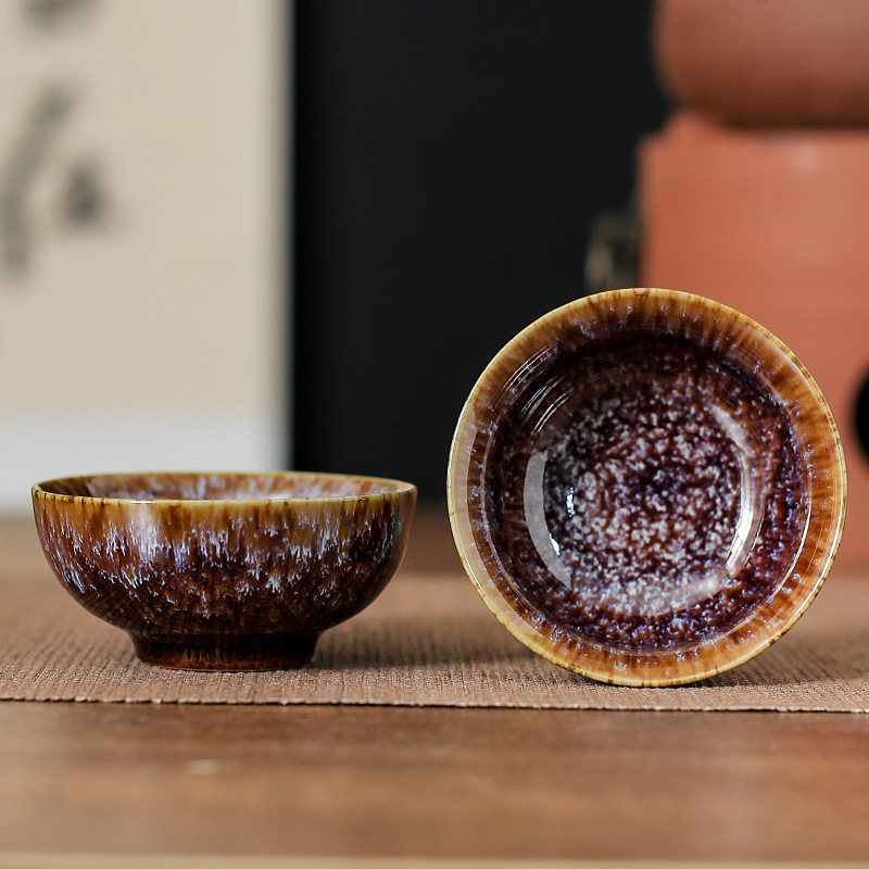 陶瓷窑变功夫小杯多彩拉丝茶碗品茗杯家用客杯夜市摆摊促销礼品