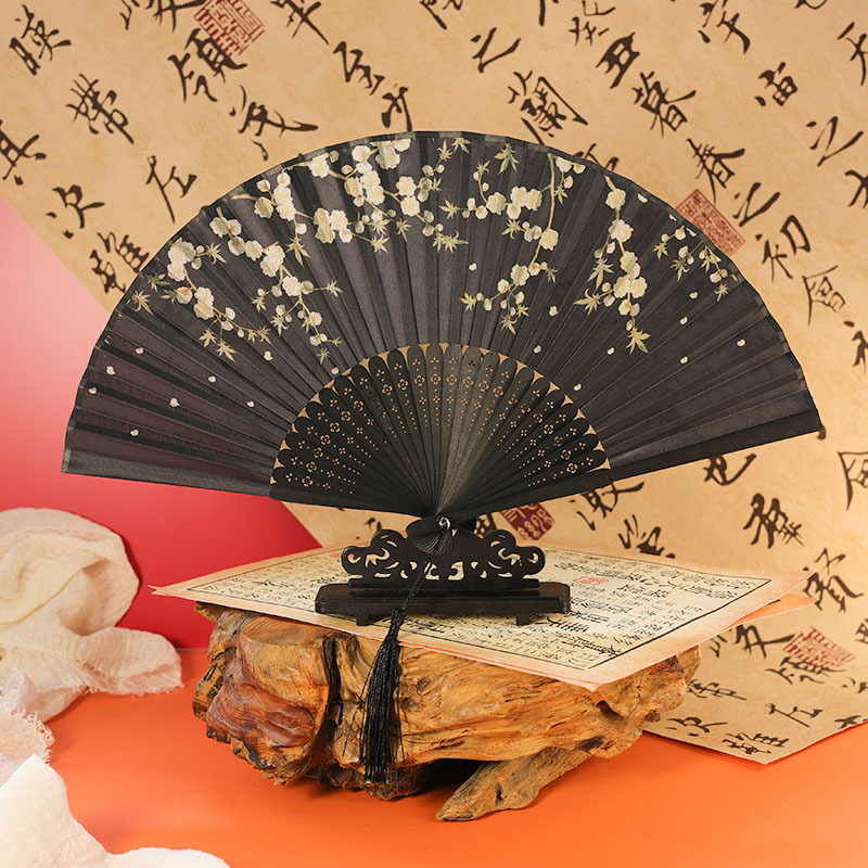 古风扇子折扇中国风夏季汉服旗袍折叠扇小竹扇子跳舞扇舞蹈扇绿色