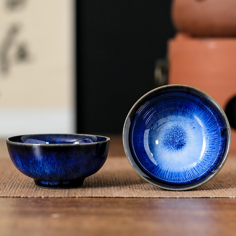 陶瓷窑变功夫小杯多彩拉丝茶碗品茗杯家用客杯夜市摆摊促销礼品