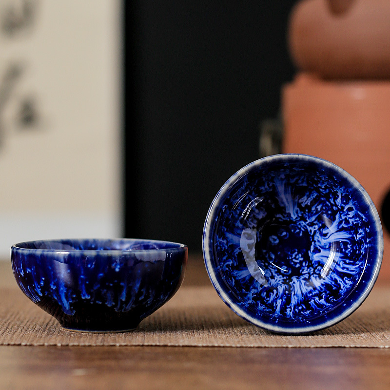 陶瓷窑变功夫小杯多彩拉丝茶碗品茗杯家用客杯夜市摆摊促销礼品