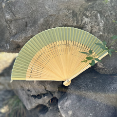 古风扇子折扇中国风夏季汉服旗袍折叠扇小竹扇子跳舞扇舞蹈扇绿色