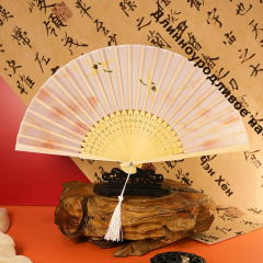 古风扇子折扇中国风夏季汉服旗袍折叠扇小竹扇子跳舞扇舞蹈扇绿色