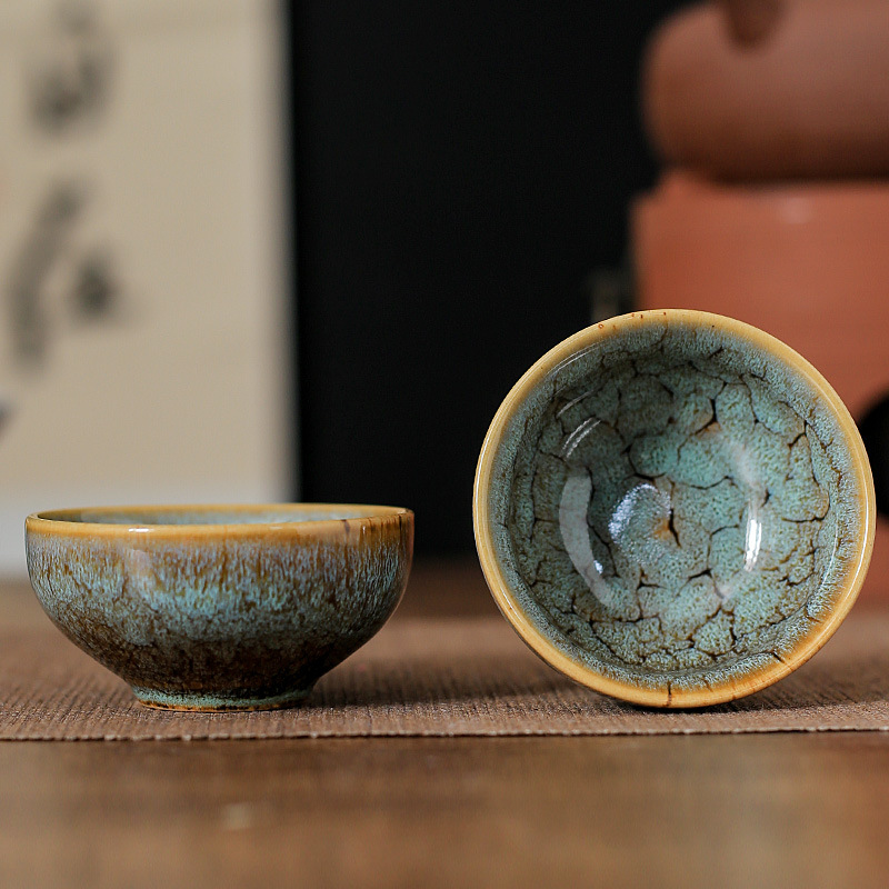 陶瓷窑变功夫小杯多彩拉丝茶碗品茗杯家用客杯夜市摆摊促销礼品