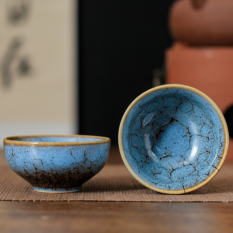 陶瓷窑变功夫小杯多彩拉丝茶碗品茗杯家用客杯夜市摆摊促销礼品