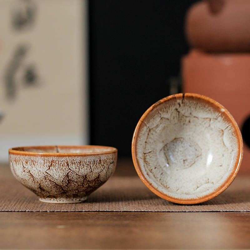 陶瓷窑变功夫小杯多彩拉丝茶碗品茗杯家用客杯夜市摆摊促销礼品