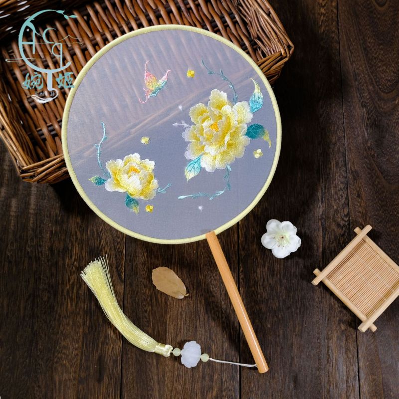 古风扇子刺绣扇子牡丹花鸟绣花扇舞蹈扇中国风