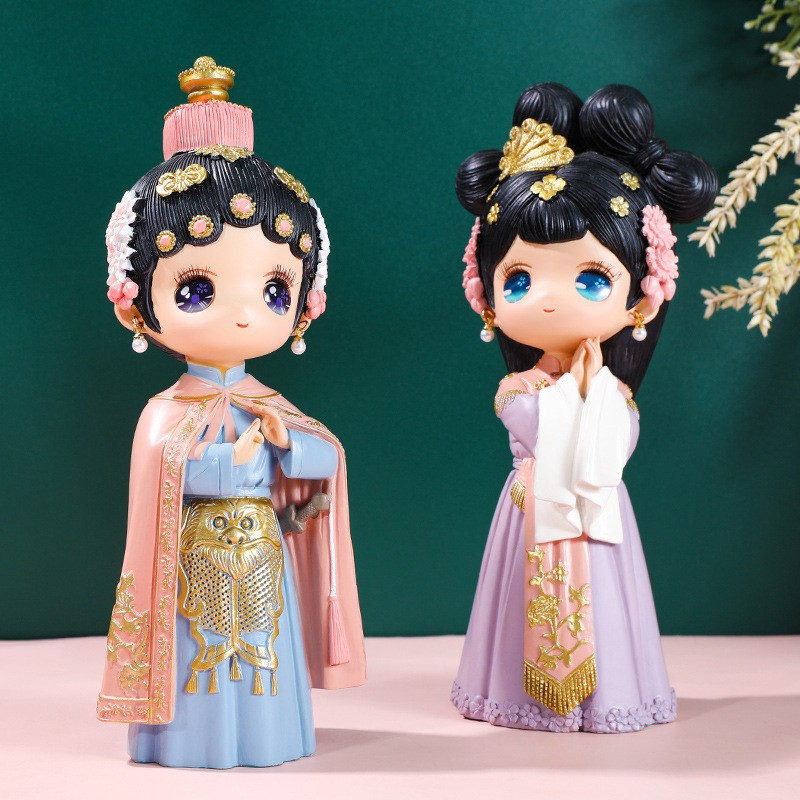 国风Q版戏曲京剧人物摆件女孩传统古风潮玩旅游景点纪念品老外礼