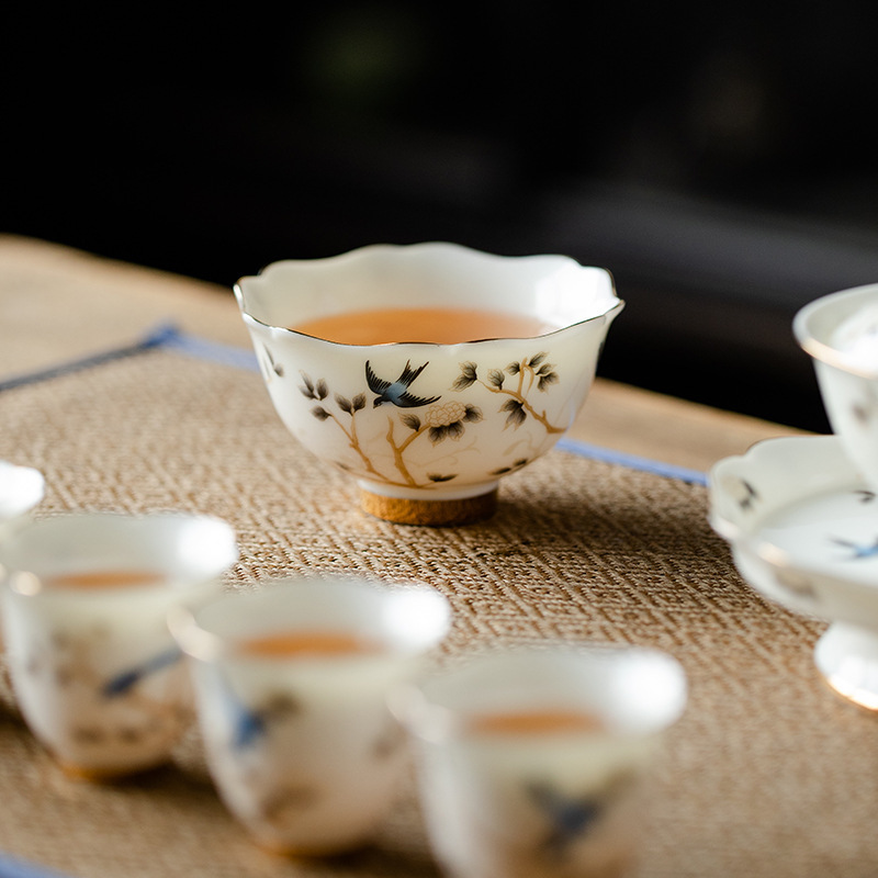 德化羊脂玉好白瓷高档主人杯品茗杯客杯单个家用陶瓷功夫茶具
