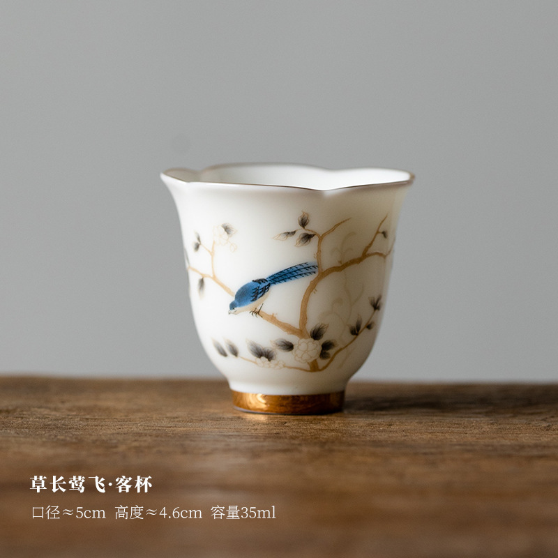 德化羊脂玉好白瓷高档主人杯品茗杯客杯单个家用陶瓷功夫茶具