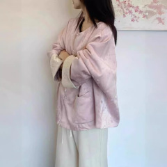 新中式轻国风改良粉色衬衫外套女秋季减龄新款超好看提花开衫上衣