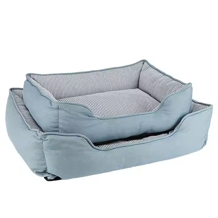 square print canvas dog bed