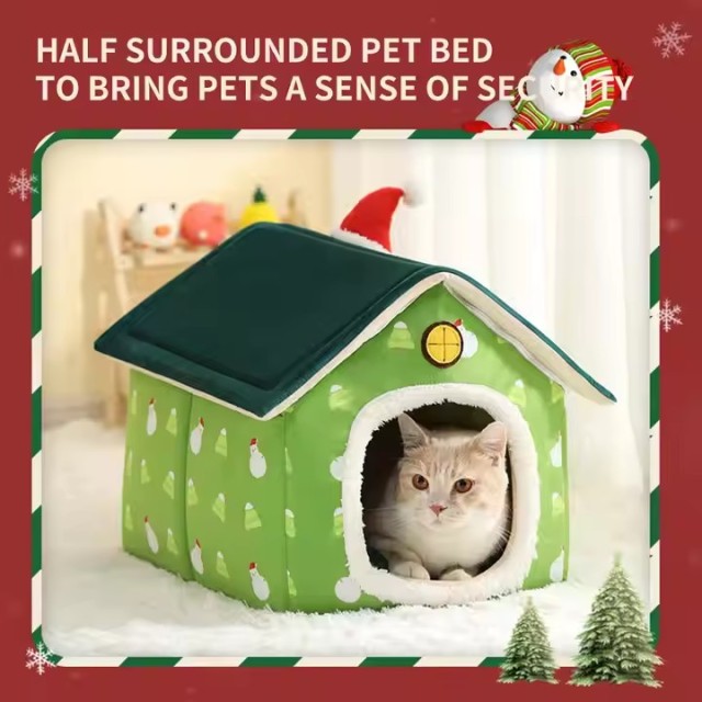Christmas House Cat Bed