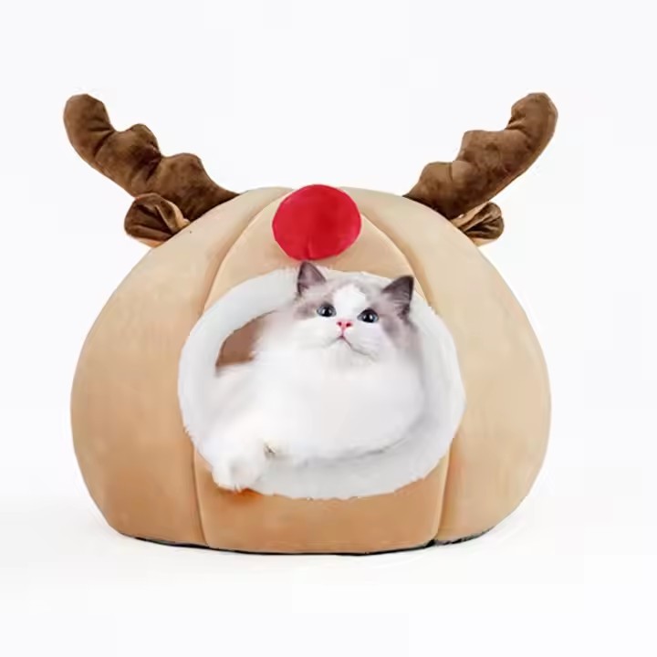 Deer Horn Christmas Cat Bed