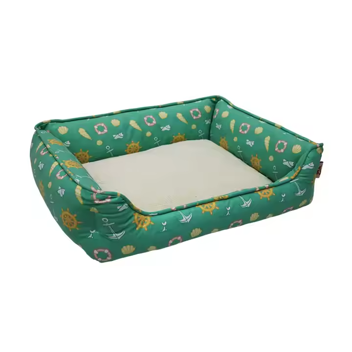 Green Printed Comfortable Dog Bed