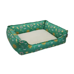 Green Printed Comfortable Dog Bed