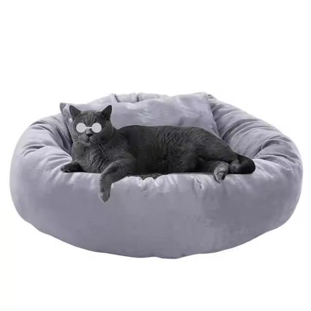 Grey Round Cat Bed