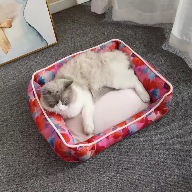 Flower Prints Cat Bed