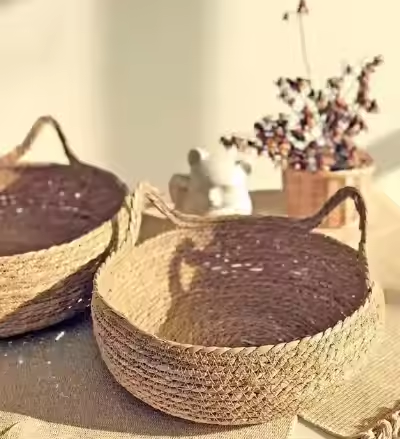 handwoven grass Weaving Dog Bed with Cushions