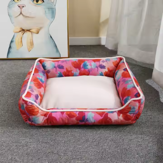 Plush Striped Fabric Pet Bed