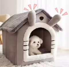 Indoor Enclosed Warm Plush Sleeping dog bed