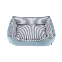 Blue Printed Canvas Dog Bed