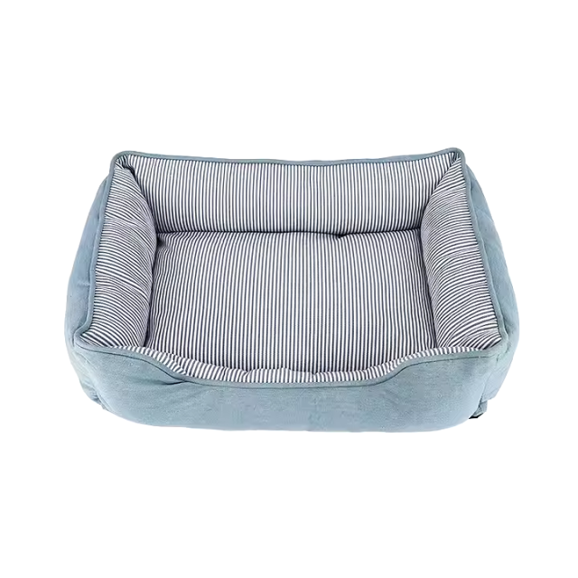 Blue Printed Canvas Dog Bed