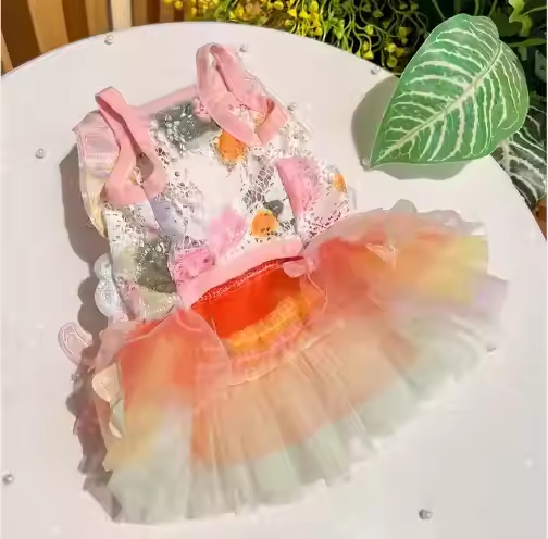 Skirt Rainbow Butterfly Fluffy Skirt Pet Clothes