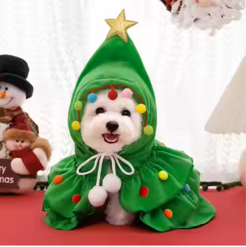 Christmas Pet Clothes Red Green Pet Cloak