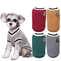 Winter Dog Sweater Pet Dog Tank Top Cotton Sweater Beige