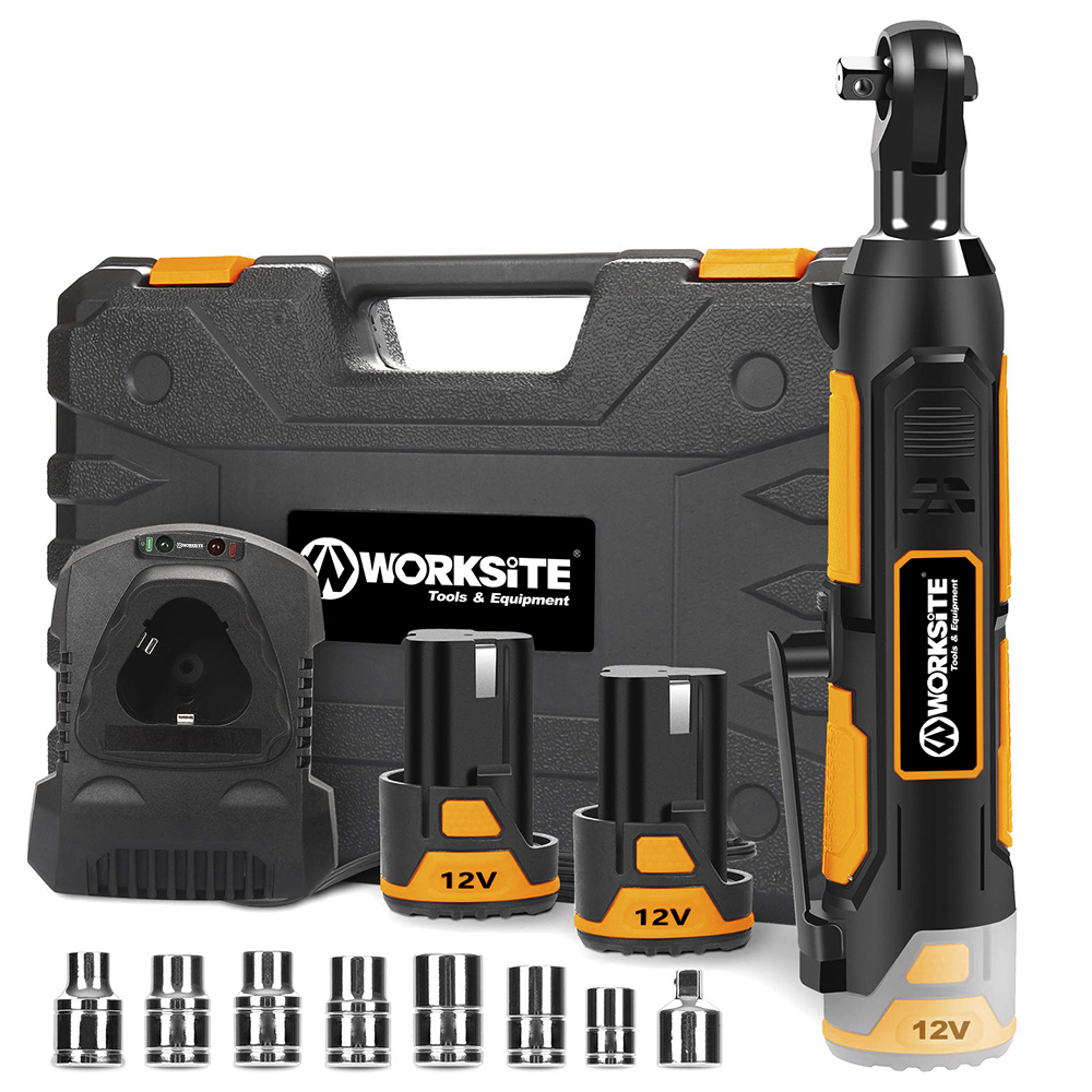 WORKSITE 12V Cordless Ratchet Wrench Set 3/8" Compact Handheld Battery Adjustable Hand Ratcheting Socket Wrenches