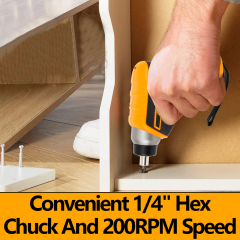 WORKSITE 4V Cordless Screwdriver 1/4" Chuck Mini Small Battery Rechargeable Power Magnetic Screwdrivers Tools