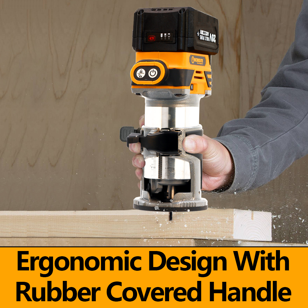 WORKSITE Brushless Cordless Router 20V Max Battery Compact Handheld Variable Speed Wood Drywall Trimmer Tool for Woodworking