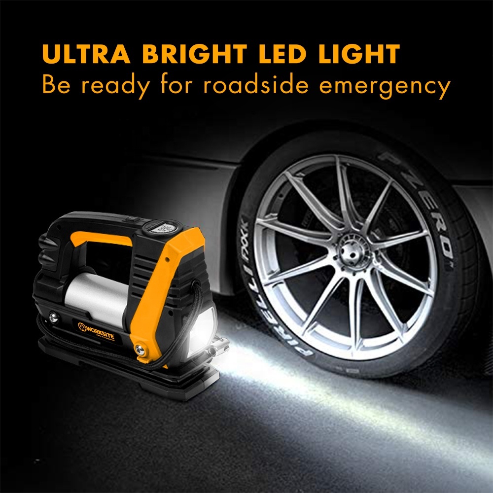 WORKSITE Best Tire Inflator Digital Car Tire Pump 125PSI 12V Rechargeable Small Wheel Balloon AirBed Portable Cordless Inflator