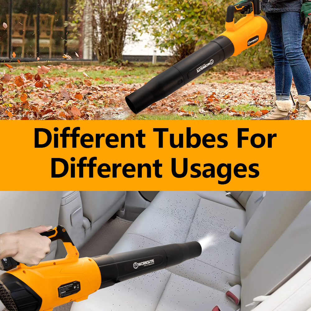 PowerTough 20V Cordless Leaf Blower with Battery Fast Charger Leaf Blower Sweeper (Yellow 3.0A) PowerSmart 20V Cordless Turbo Leaf Blower with Two 2.0 Ah Batteries