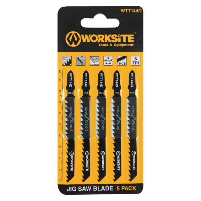 WORKSITE Wood Jigsaw Blade Woodworking Cutting Tools 6TPI Jig Saw Blade 5Pcs Jig Saw Blade