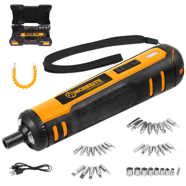 WORKSITE 4V Cordless Screwdriver Set 41Pcs Mini Small Battery Powered Rechargeable Electric Screwdrivers Kits