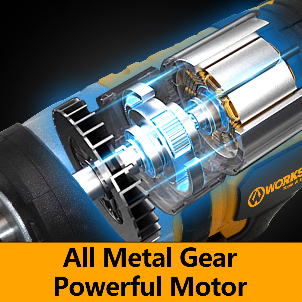 WORKSITE 20V Cordless Brushless Impact Wrench 1/2" Battery Power 250Nm Variable Speed High Torque Car Tire Wrenches